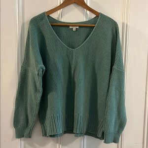Lucky Brand Green V-Neck Knit Sweater
